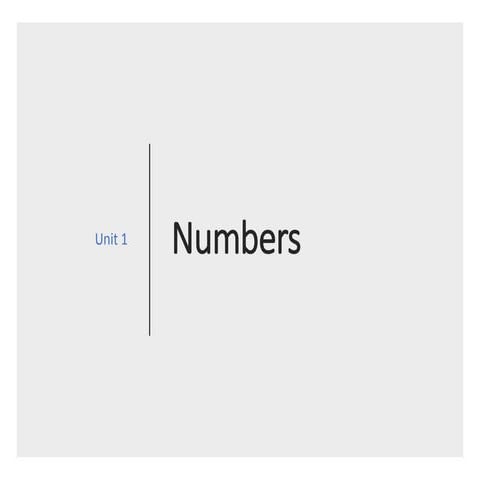 Unit 1 Numbers