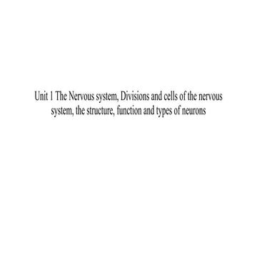 Unit one -The Nervous system presentation