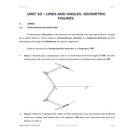 1 ESO - UNIT 10 - LINES AND ANGLES. GEOMETRIC FIGURES.