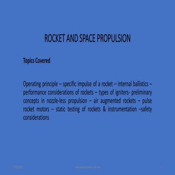 Rocket Basic And Space Propulsion