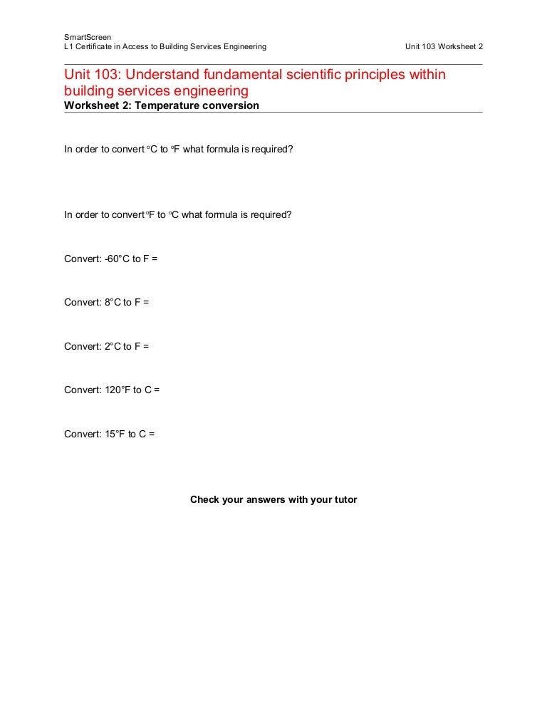 Temperature conversion worksheet answers