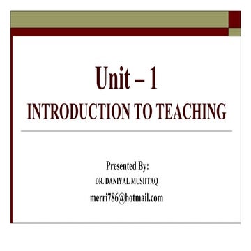 INTRODUCTION TO TEACHING