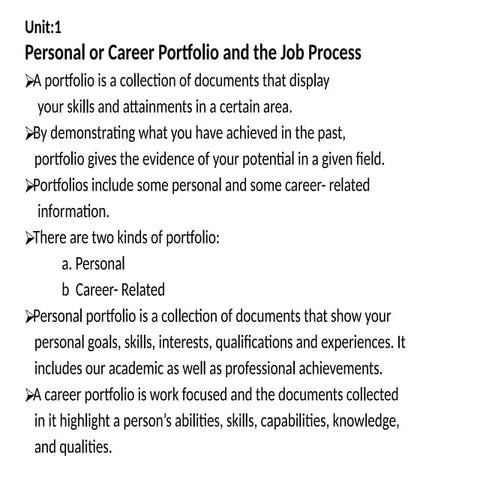 unit 1 (1).pptx personal career portfolio | PPTX