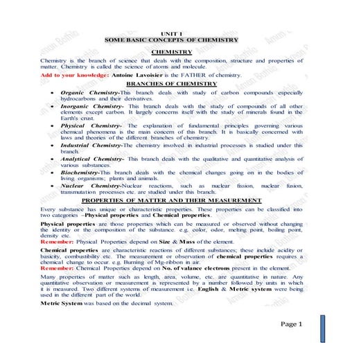 Some Basics Concepts of Chemistry