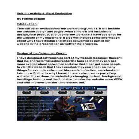 Unit 11 activity 4 final evaluation by fateha begum