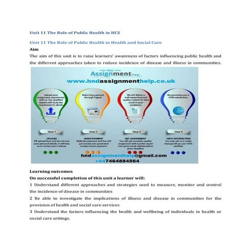Unit 11 the role of public health in hsc