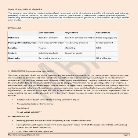 Ethnocentric, polycentric, regiocentric, geocentric model (EPRG) or EPG ...