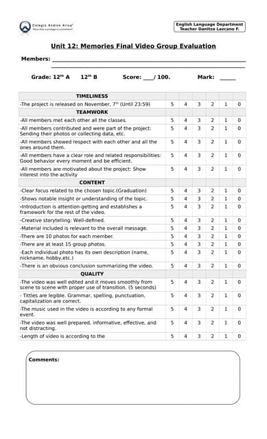Descriptive words for rubrics picture