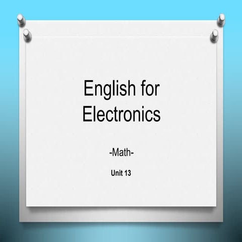 English for Electronics: Math