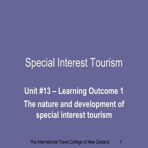 Special Interest Tourism  