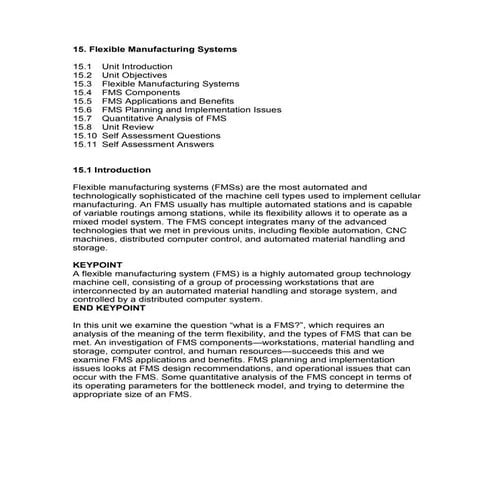 Flexible Manufacturing Systems