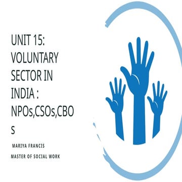 Voluntary sector in India NPOs,CSOs,CBOs 