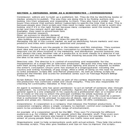 Exploring the role of a scriptwriter | DOCX