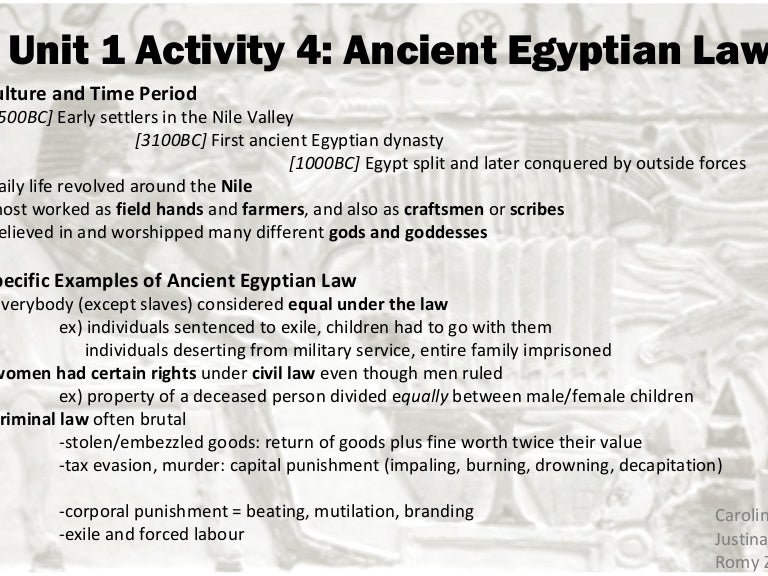 Unit 1 Activity 4 Ancient Egyptian Law (2)