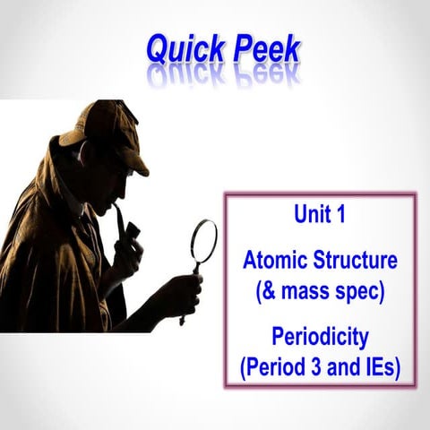 Unit 1 AS Chemistry Atomic sructure and Periodicity QUICK PEEK