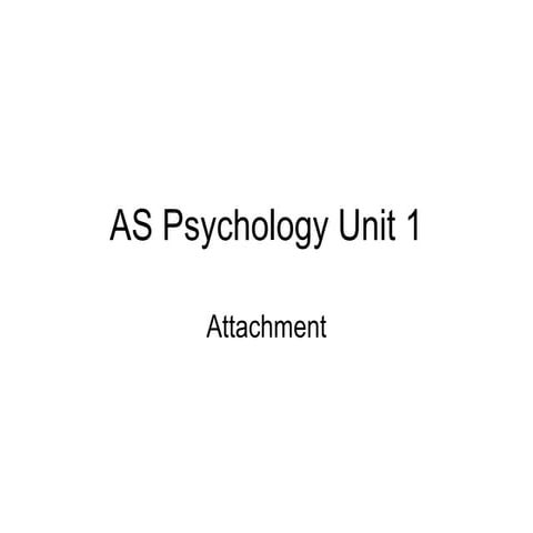 AQA AS Psychology Unit 1 Attachment