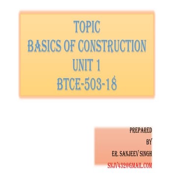 Unit 1 basics of construction