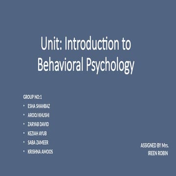 Unit 1 behavoral psychology.pptx power point presentation | PPTX