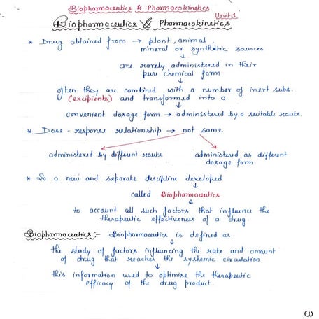 unit 1 ,Biopharmaceutics & Pharmacokinetics