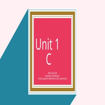 Unit 1 : Introduction Overview  of    C;