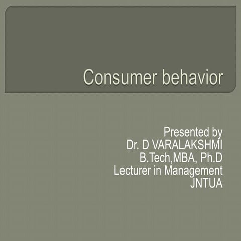 Unit 1 consumer behavior