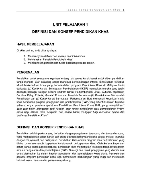 Unit 1 Definisi Dan Konsep Pendidikan Khas