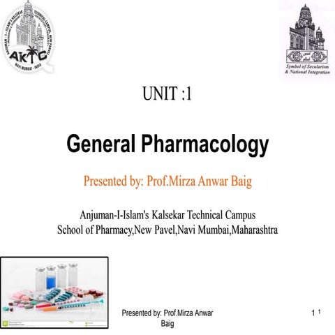 Unit 1 General Pharmacology (As per PCI syllabus)