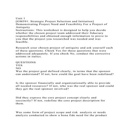 Unit 1 [GM591 Strategic Project Selection and Initiation].docx