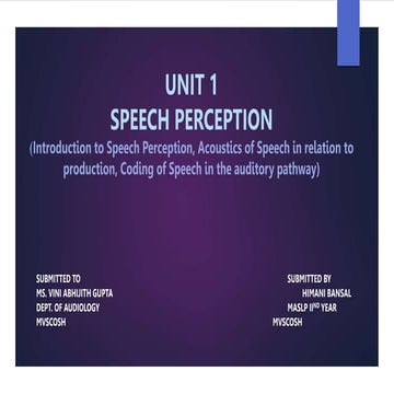 SPEECH PERCEPTION MASLP