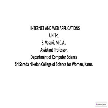 unit 1 internet and web applications introduction to internet | PPTX