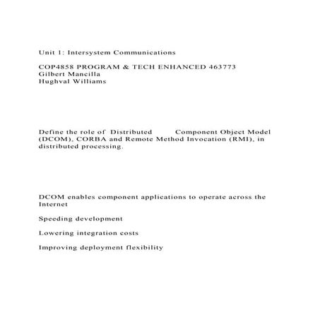 Unit 1 Intersystem CommunicationsCOP4858 PROGRAM & TECH ENH.docx