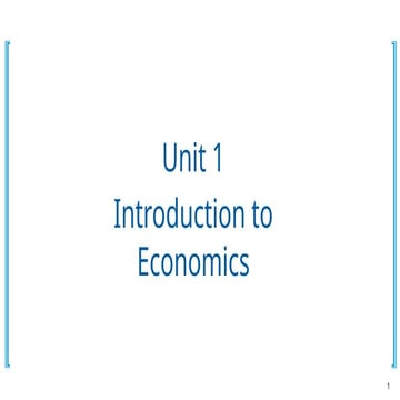 Unit 1 Introduction to Economics University