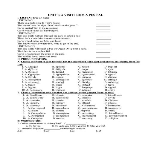 UNIT 1 lớp 9 không có reading.docx