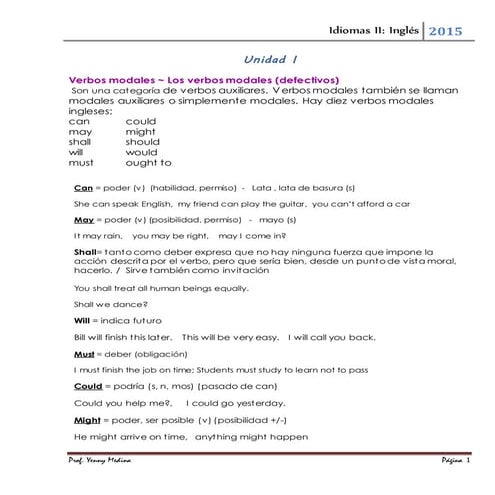 Unit 1 modales pnfc enero 2015