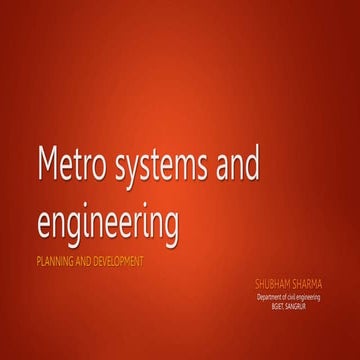 planning and development of metro systems
