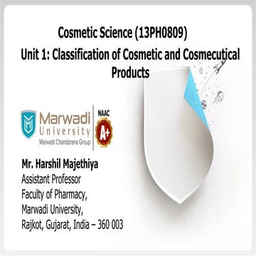 cosmetics science unit 1 b pharmacy syllabus | PPTX