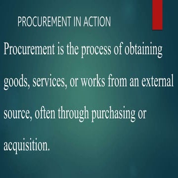 PROCUREMENT IN ACTION FOR PROCUREMENT PROFESSIONALS
