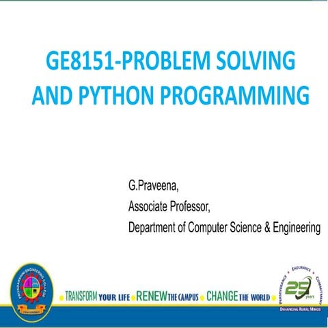 Unit 1 python (2021 r) | PPT | Programming Languages | Computing