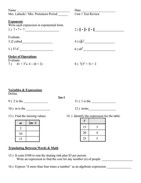 Unit 1 Review Packet Pdf Unit 1 Review Packet Pdf