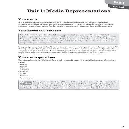 Unit 1 Representation Exam Revision