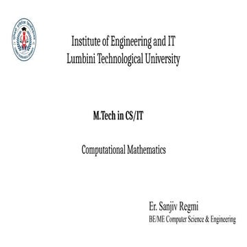 Computational Mathematics for M.tech in IT and M.Tech is CS