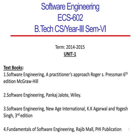 "Introduction to Software Engineering: concepts, processes, and ...