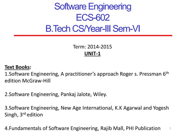 "Introduction to Software Engineering: concepts, processes, and methodologies."