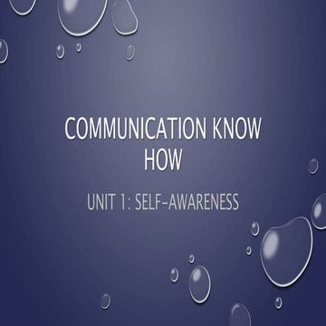 Unit 1 Self-Awareness