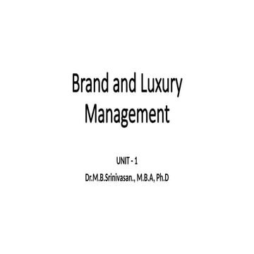 Brand and Luxury Management - Basics tot