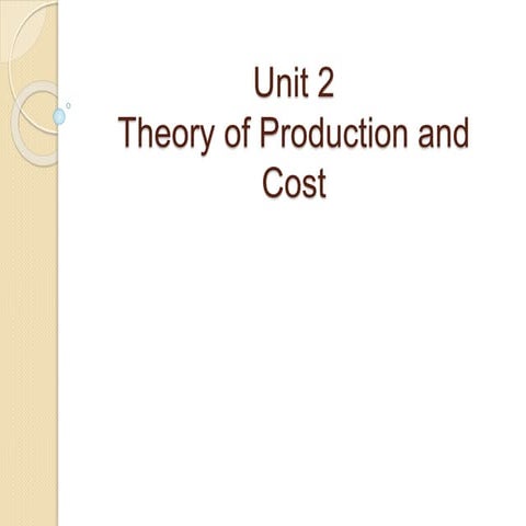 theory of production and cost