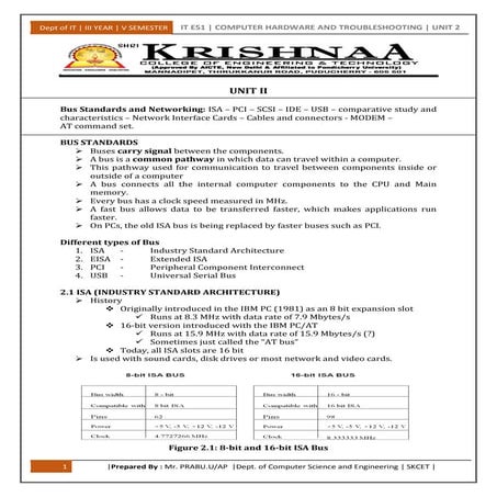 Bus Standards and Networking