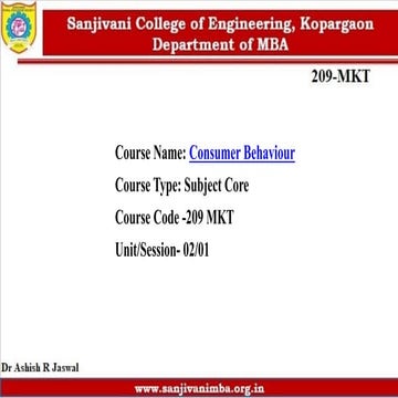 209 MKT CONSUMER BEHAVIOUR UNIT 2