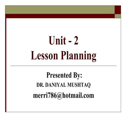 Lesson Planning Lesson Planning