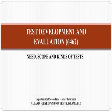TEST DEVELOPMENT AND EVALUATION (6462)